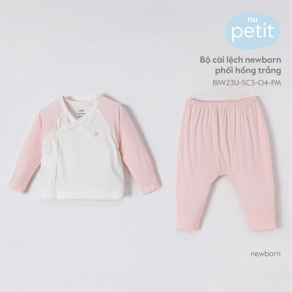  Bộ cài lệch NB phối hồng trắng 