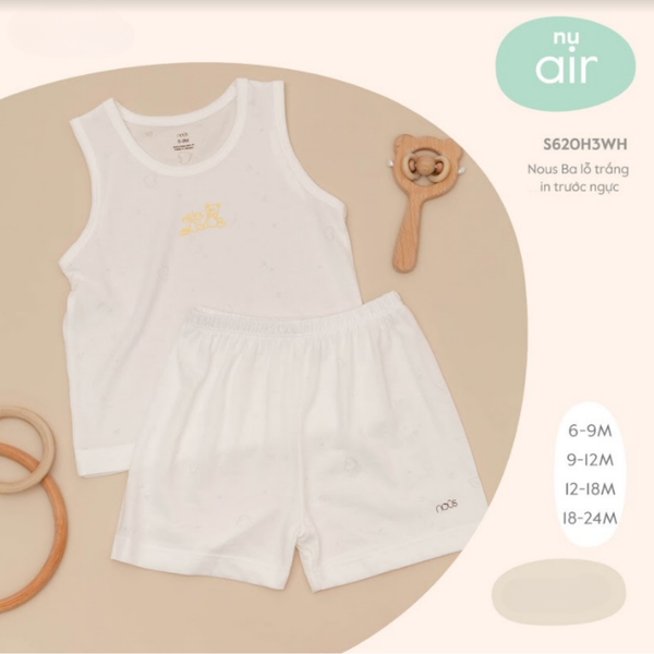  Nous - Ba lỗ trắng in trước ngực 6M 