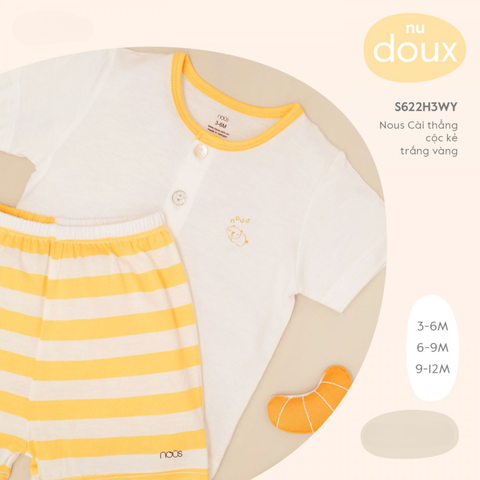  Nous - Cài thẳng cộc kẻ trắng vàng 6M 