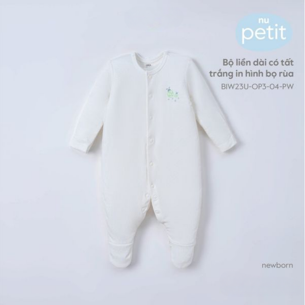  Bộ liền dài có tất trắng in hình bọ rùa NB 