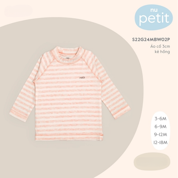  Nous - Áo cổ 3cm kẻ hồng 9M 