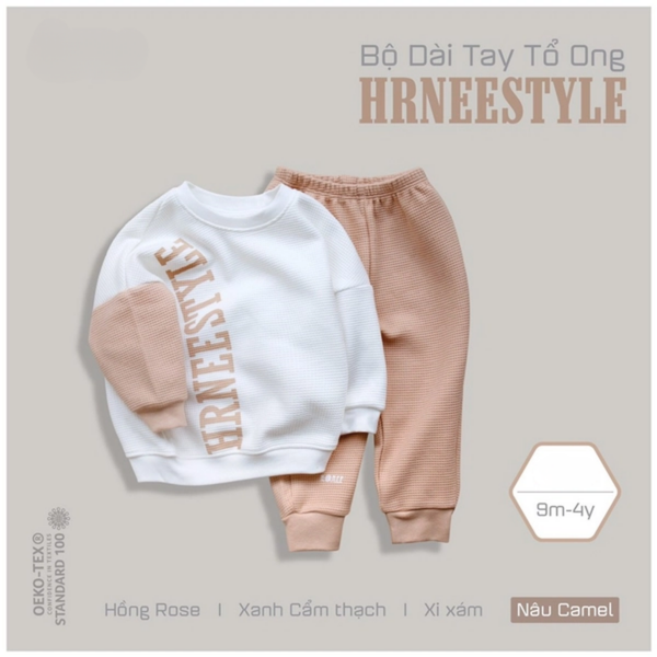  Hrnee - BỘ DÀI TAY TỔ ONG HRNEE STYLE Hồng Rose 