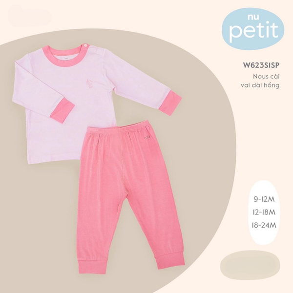  Bộ cài vai dài petit hồng 9-12M 