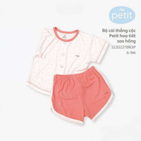  Nous - Bộ cài thẳng cộc Petit hoạ tiết sao hồng 9M 