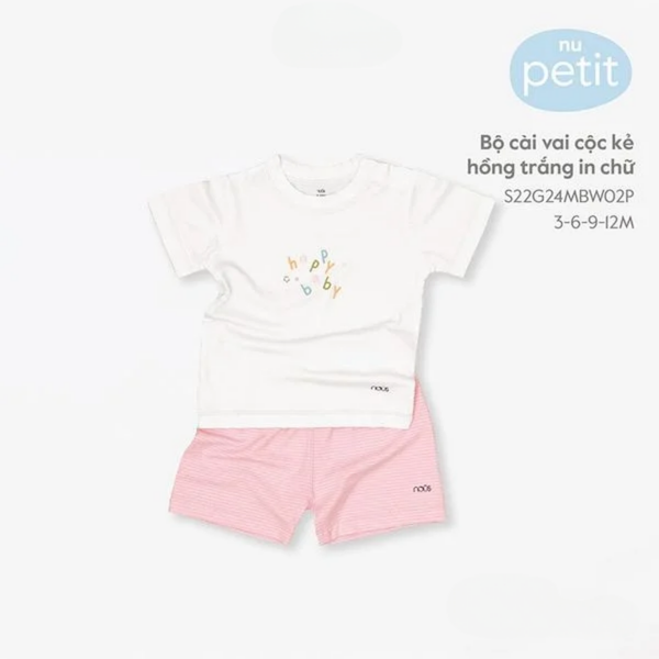  Bộ cài vai cộc kẻ hồng trắng in chữ 6M 