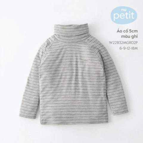  Nous - Áo cổ 5cm màu ghi 12M 