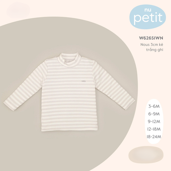  Nous - Áo 3cm kẻ trắng ghi 6M 