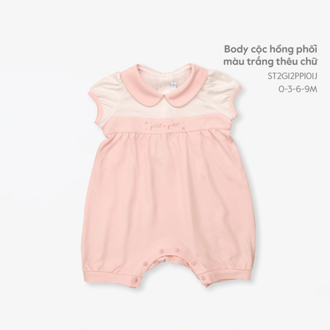  Nous - Body cộc hồng phối màu trắng thêu chữ 9M 