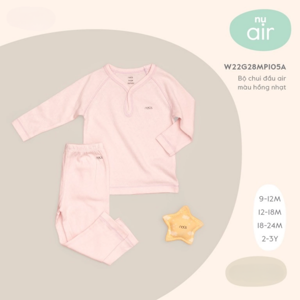  Bộ chui đầu air màu hồng nhạt 12M 