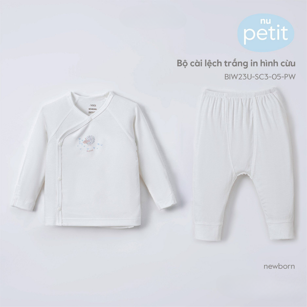  Bộ cài lệch trắng in cừu 