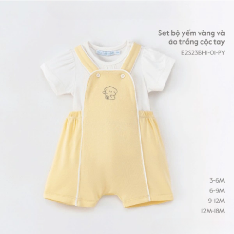  Nous - Set bộ yếm vàng và áo trắng cộc tay 6M 