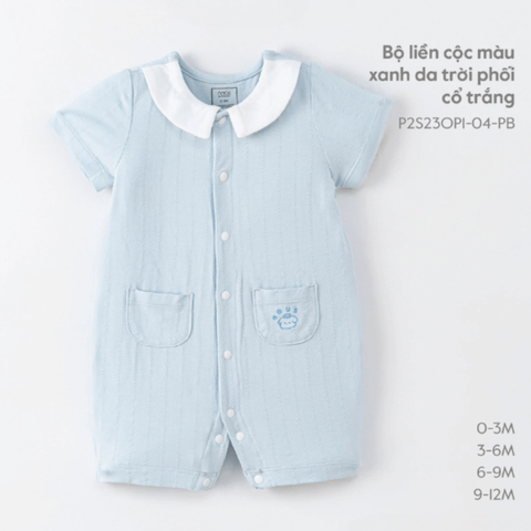  Nous - Bộ liền cộc màu xanh da trời phối cổ trắng 9M 