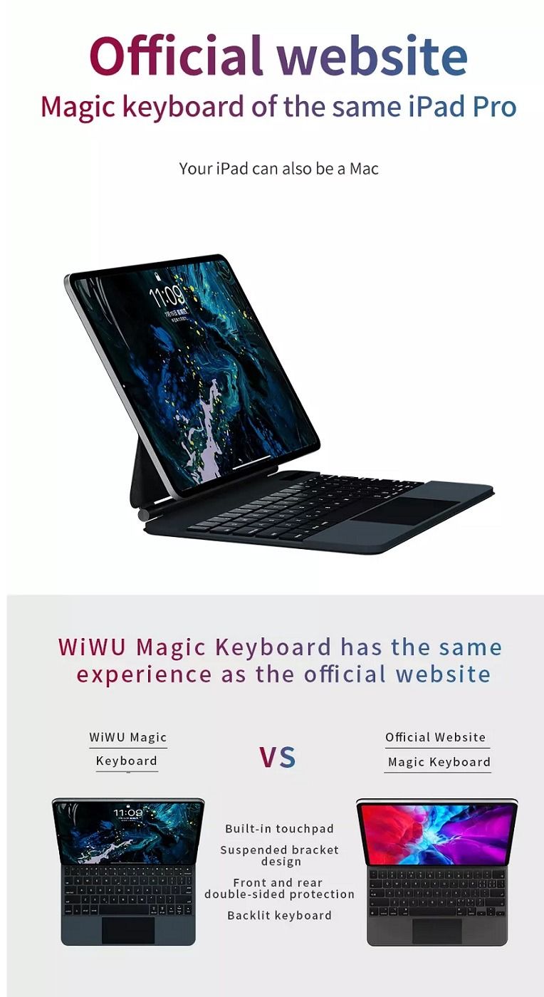  Bao Da Bàn Phím iPad Pro 11(M4) Wiwu Magic Keyboard 