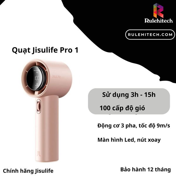  Quạt Cầm Tay Cao Cấp JISULIFE Pro1 (Hồng) 