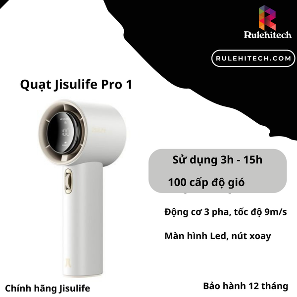  Quạt Cầm Tay Cao Cấp JISULIFE Pro1 (Trắng) 