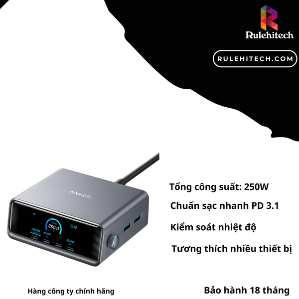  Trạm Sạc Anker Prime 250W (4C2A) - A2345 Hàng Công ty AnkerVN 