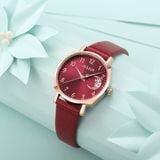  Đồng hồ đeo tay Julius nữ JA-1211 dây da đỏ - Size 30 