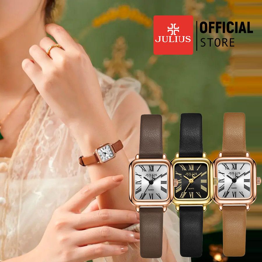  Đồng hồ đeo tay nữ Julius JA-1414 dây da - Size 20 