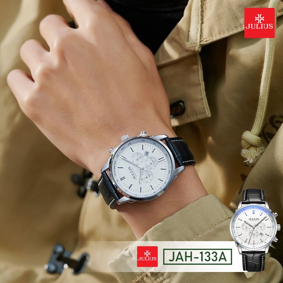  Đồng hồ nam Julius JAH-133 dây da - Size 40 