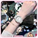  Đồng hồ nữ Julius JA-1490 dây da đính đá, đồng hồ thương hiệu hàn Quốc | Julius Official 