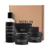 Combo dưỡng da sáng mịn Merlin For Men - Gel rửa mặt than hoạt tính, Tẩy tế bào chết chiết xuất cà phê và Kem dưỡng ẩm trắng da