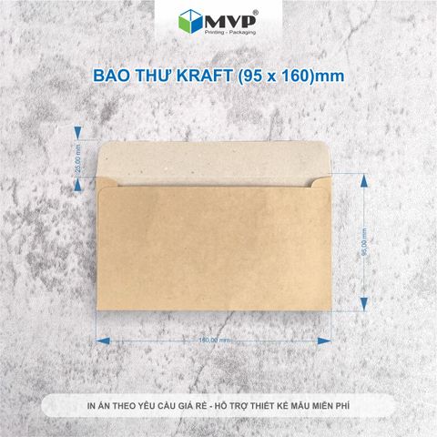  Bao thư giấy Kraft, bao lì xì kích thước (9,5x16)cm giấy kraft 160gsm dầy, cứng 