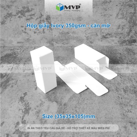  Hộp giấy trắng đựng nước hoa chiết, chai tinh dầu 20ml - 30ml, giấy Ivory 350 cán mờ (3,5x3,5x10,5)cm 