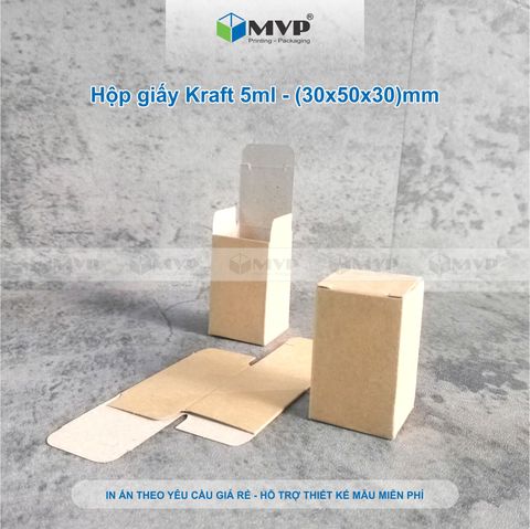  Hộp giấy kraft đựng chai tinh dầu 5ml, hộp nước hoa chiết - hộp giấy kraft mini size (3x5x3)cm 