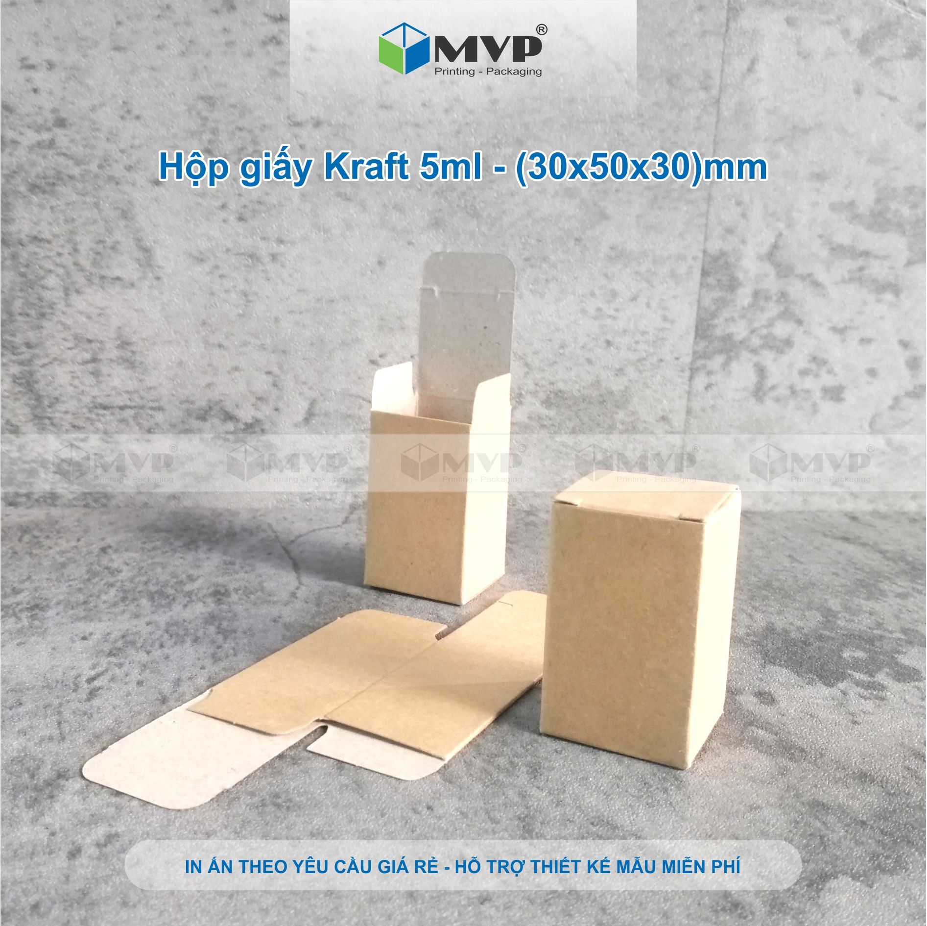 Hộp giấy kraft đựng chai tinh dầu 5ml, hộp nước hoa chiết - hộp giấy kraft mini size (3x5x3)cm