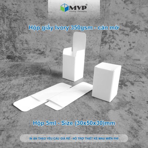  Hộp giấy màu trắng mini 5ml đựng chai tinh dầu, hộp nước hoa chiết - hộp giấy ivory 350 cán mờ (3x5x3)cm 
