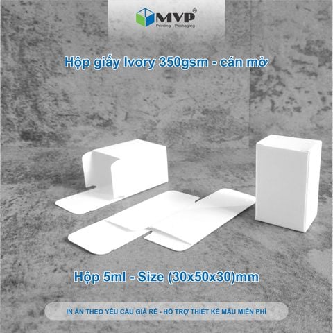  Hộp giấy màu trắng mini 5ml đựng chai tinh dầu, hộp nước hoa chiết - hộp giấy ivory 350 cán mờ (3x5x3)cm 