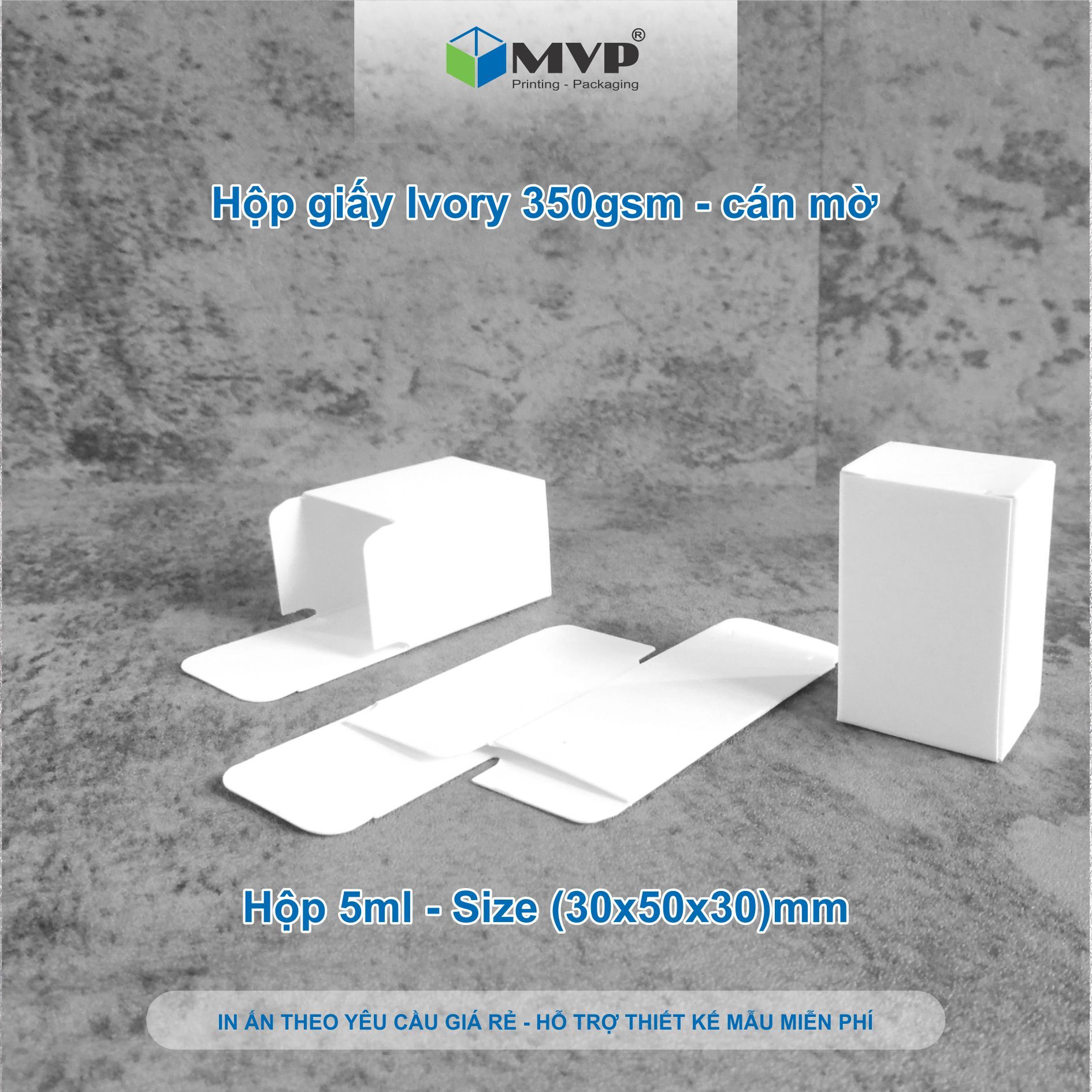 Hộp giấy màu trắng mini 5ml đựng chai tinh dầu, hộp nước hoa chiết - hộp giấy ivory 350 cán mờ (3x5x3)cm