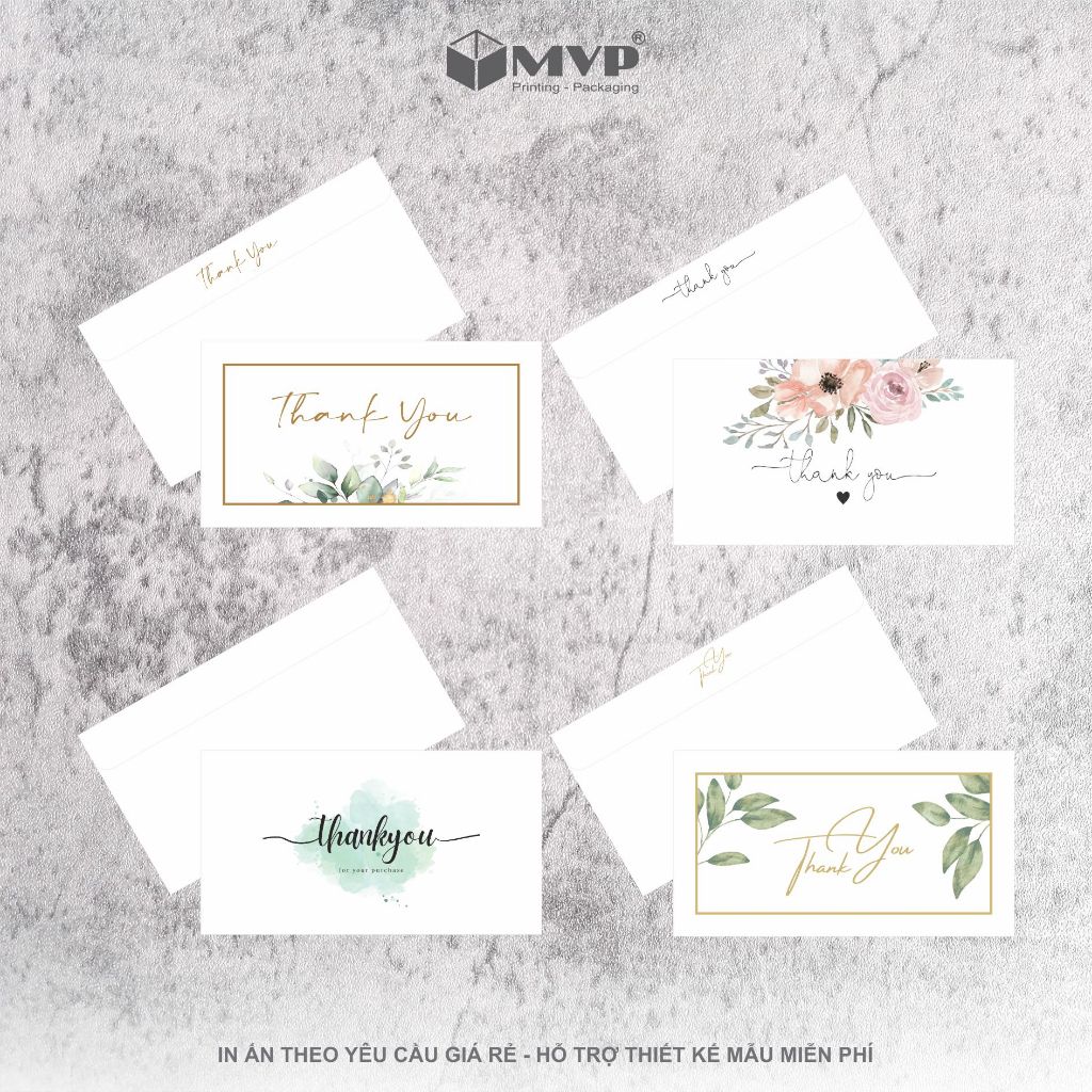 Bao thiệp Cám Ơn, Bao thư thank you Vintage, bao lì xì dầy (9,5x18)cm Fort 100gsm