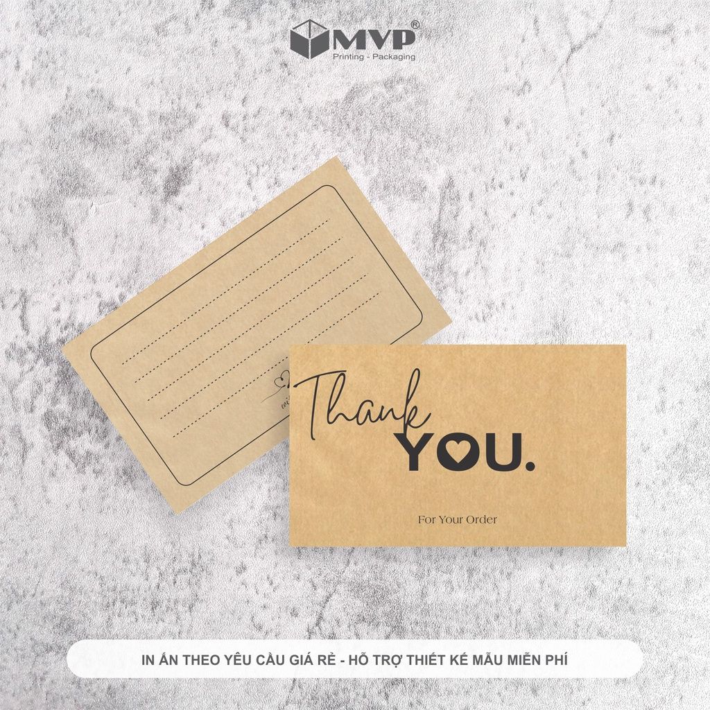 Card Cám Ơn Giấy Kraft, Thiệp Cám Ơn Giấy Tái Chế, Card Thank You chừa ghi nội dung
