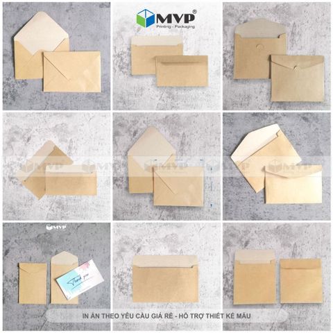  [10 cái] Bao thư Kraft nhiều kích thước đựng card, thiệp, voucher 