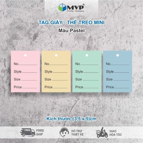  100 Tag Mini nhiều màu Pastel Dùng Trong Nhiều Mặt Hàng May Mặc, tag size in sẵn 