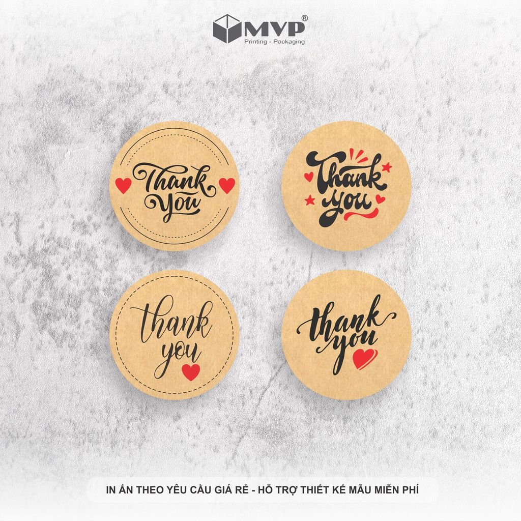 Ttem Thank You - nhãn dán thanks - tem cám ơn cho shop - tem dán decal kraft vintage