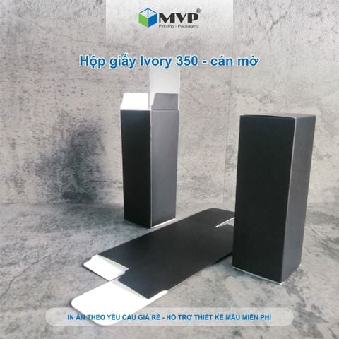  Hộp giấy ĐEN đựng tinh dầu 100ml, hộp đựng nước hoa chiết, hộp quà tặng giấy Ivory 350 size (48x142x48)mm 