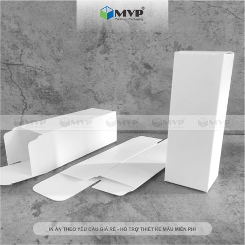  Hộp giấy trắng đựng tinh dầu 100ml, hộp đựng nước hoa chiết, hộp quà tặng size (48x142x48)mm 