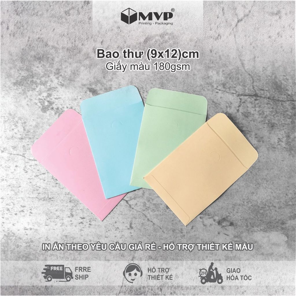Bao thư nhiều màu (9x12)cm cho thiệp cảm ơn và danh thiếp, Phong bì mini đựng VIP card, card thanks, voucher