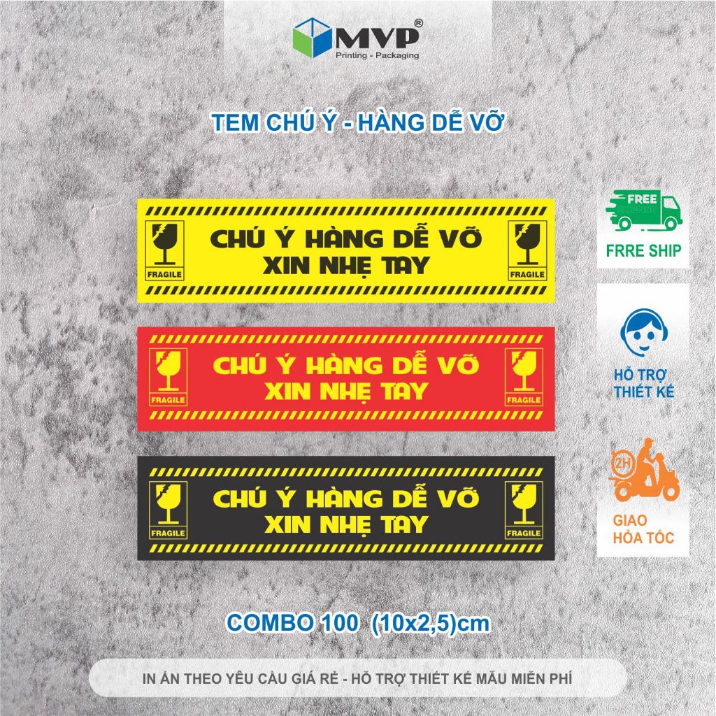 [Giá rẻ] Tem nhãn dán hàng dễ vỡ dùng để đóng hàng - Stiker chú ý hàng dễ bể