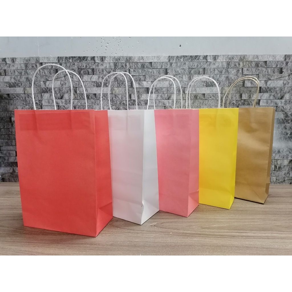Túi giấy kraft nhiều màu, túi giấy màu hồng, túi giấy màu vàng, túi giấy màu đỏ (21x30x10)cm