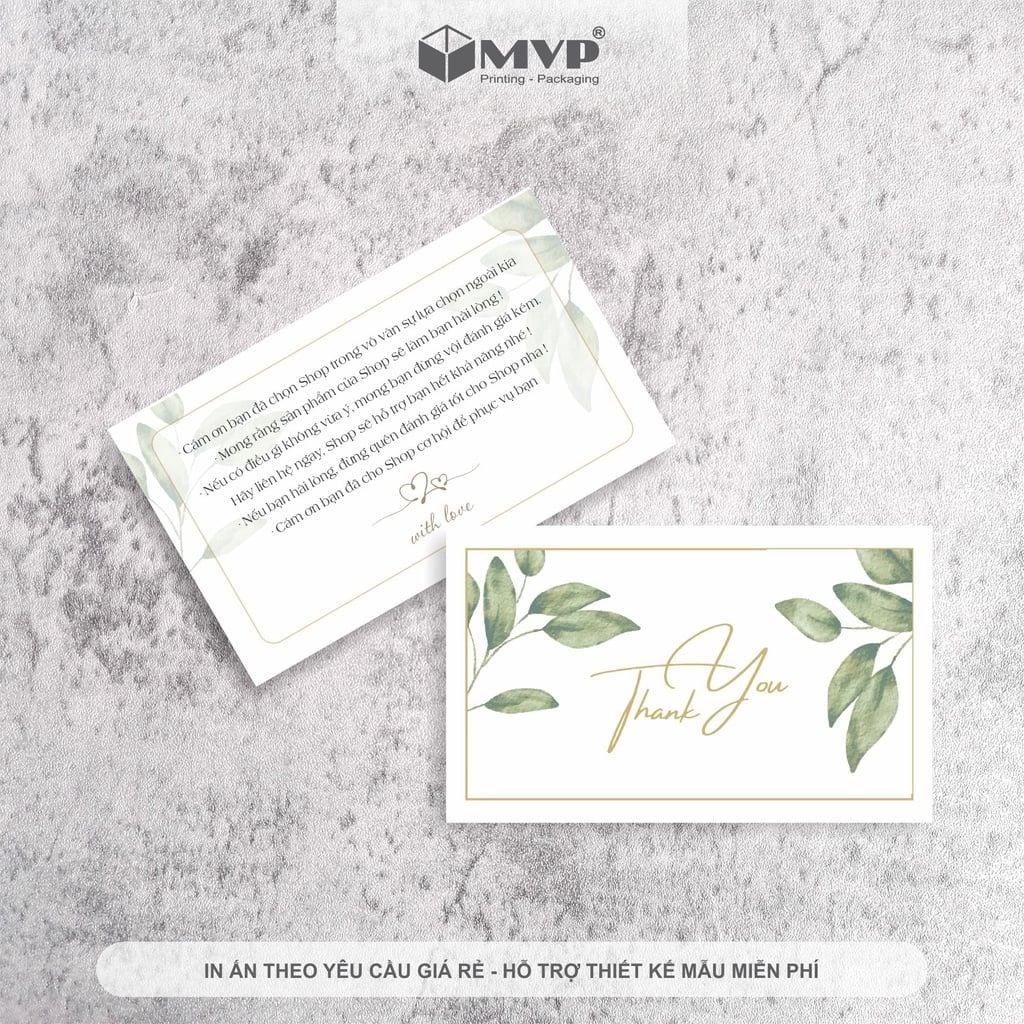 Card Cám Ơn, Thank You Card, Thiệp Cảm Ơn - Mặt Họa Tiết Hoa Lá Vintage