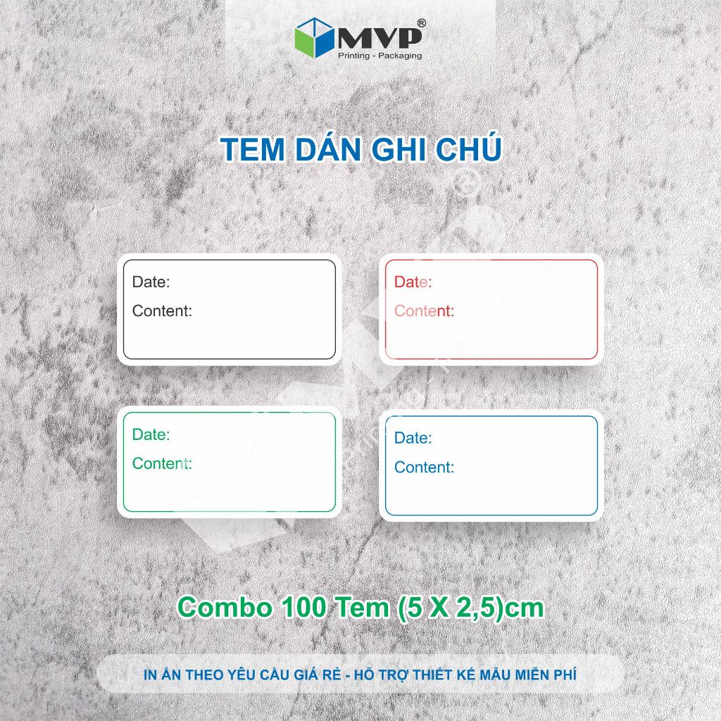 Tem nhãn ghi chú thực phẩm, ghi chú sản phẩm - combo 100 tem decal giấy (50x25)mm