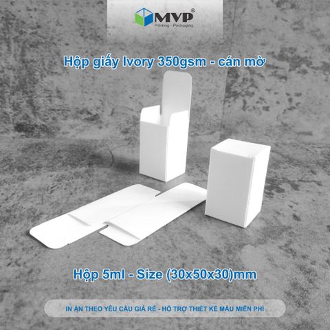  Hộp giấy màu trắng mini 5ml đựng chai tinh dầu, hộp nước hoa chiết - hộp giấy ivory 350 cán mờ (3x5x3)cm 