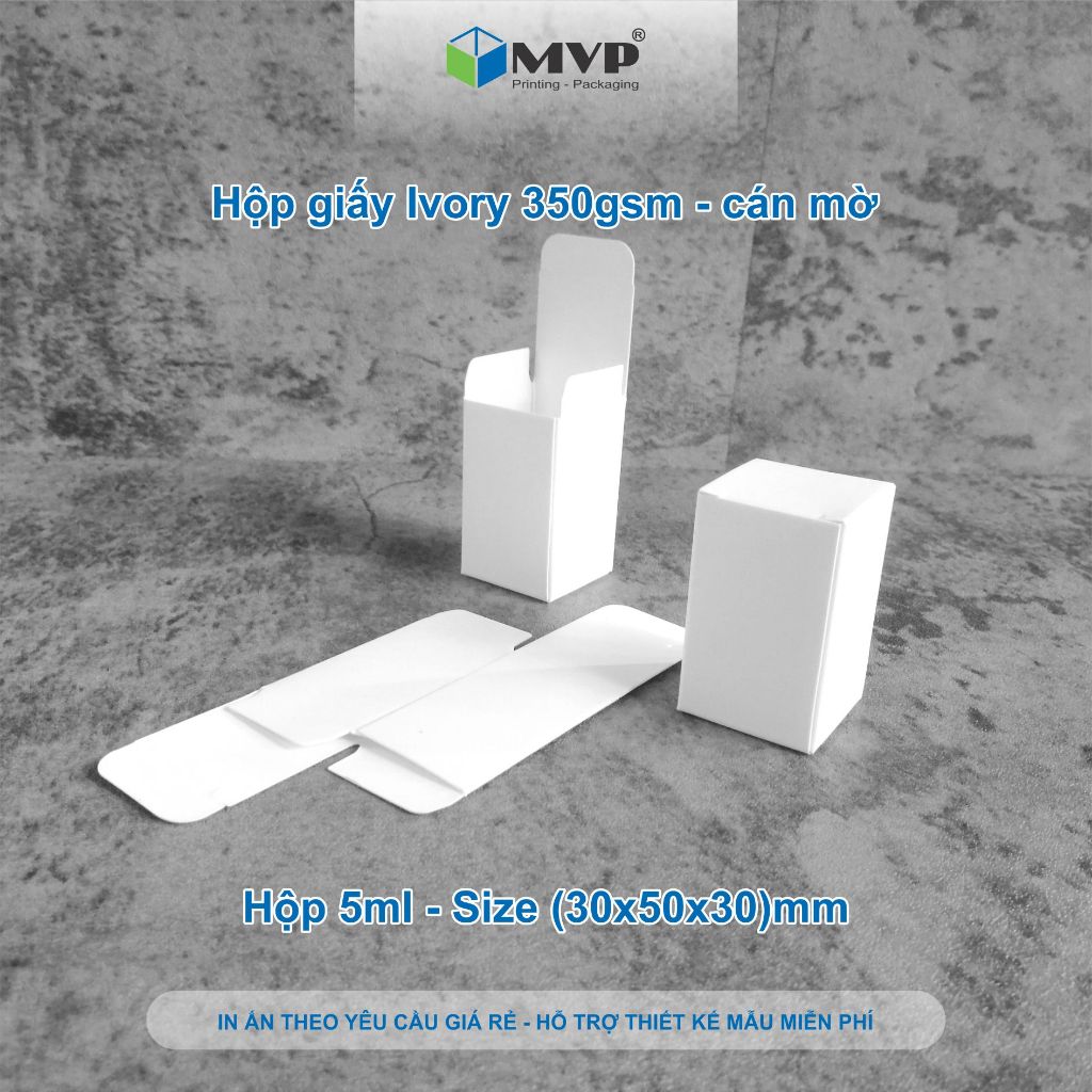Hộp giấy màu trắng mini 5ml đựng chai tinh dầu, hộp nước hoa chiết - hộp giấy ivory 350 cán mờ (3x5x3)cm