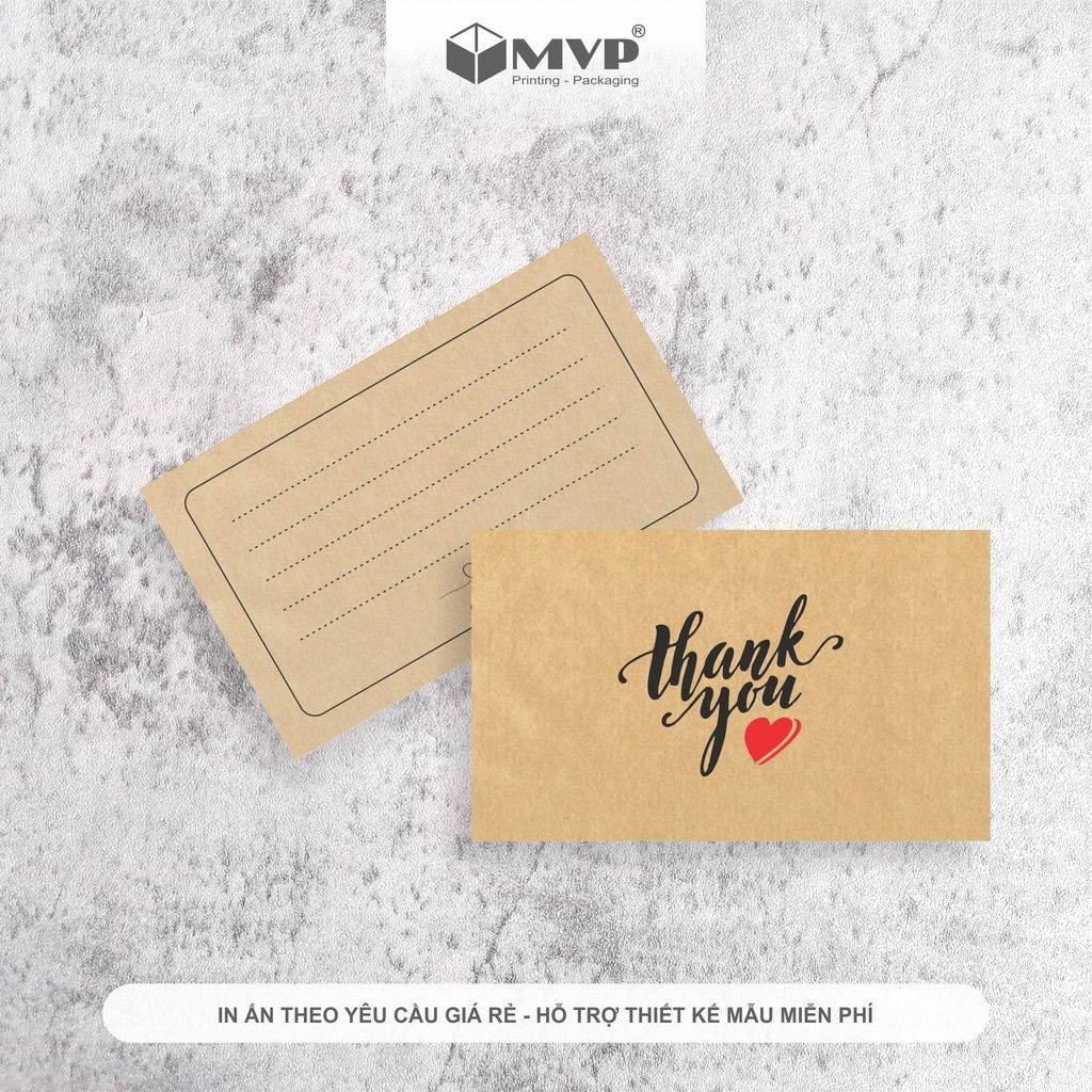 Card Cảm Ơn Giấy Kraft, Card Thank You chừa ghi nội dung