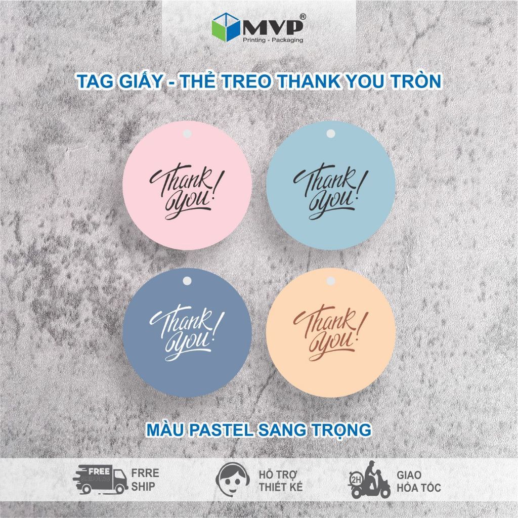 Tag Giấy Thank You màu pastel, Thẻ Treo Cám Ơn Khách Hàng Trang Trí Quà Tặng