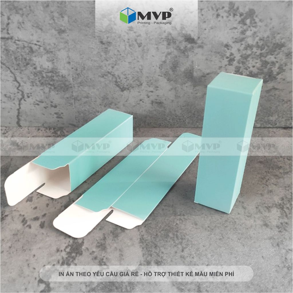 Hộp giấy màu xanh Pastel đựng son môi, tinh dầu, nước hoa - hộp giấy ivory 350 cán mờ (3,5 x 12 x 3,5)cm