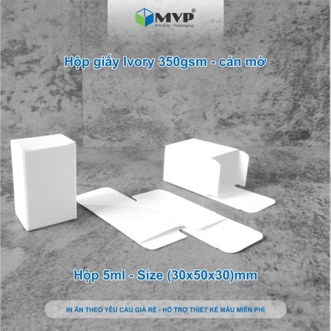  Hộp giấy màu trắng mini 5ml đựng chai tinh dầu, hộp nước hoa chiết - hộp giấy ivory 350 cán mờ (3x5x3)cm 